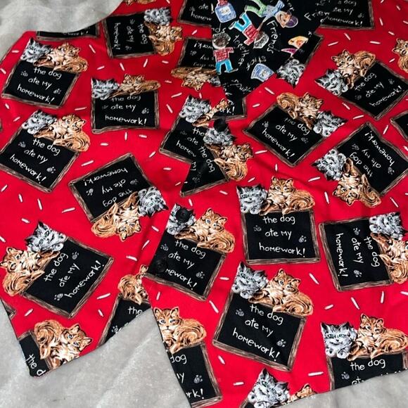 Vintage Reversible Vest Teacher Dogs Cats - Picture 3 of 8